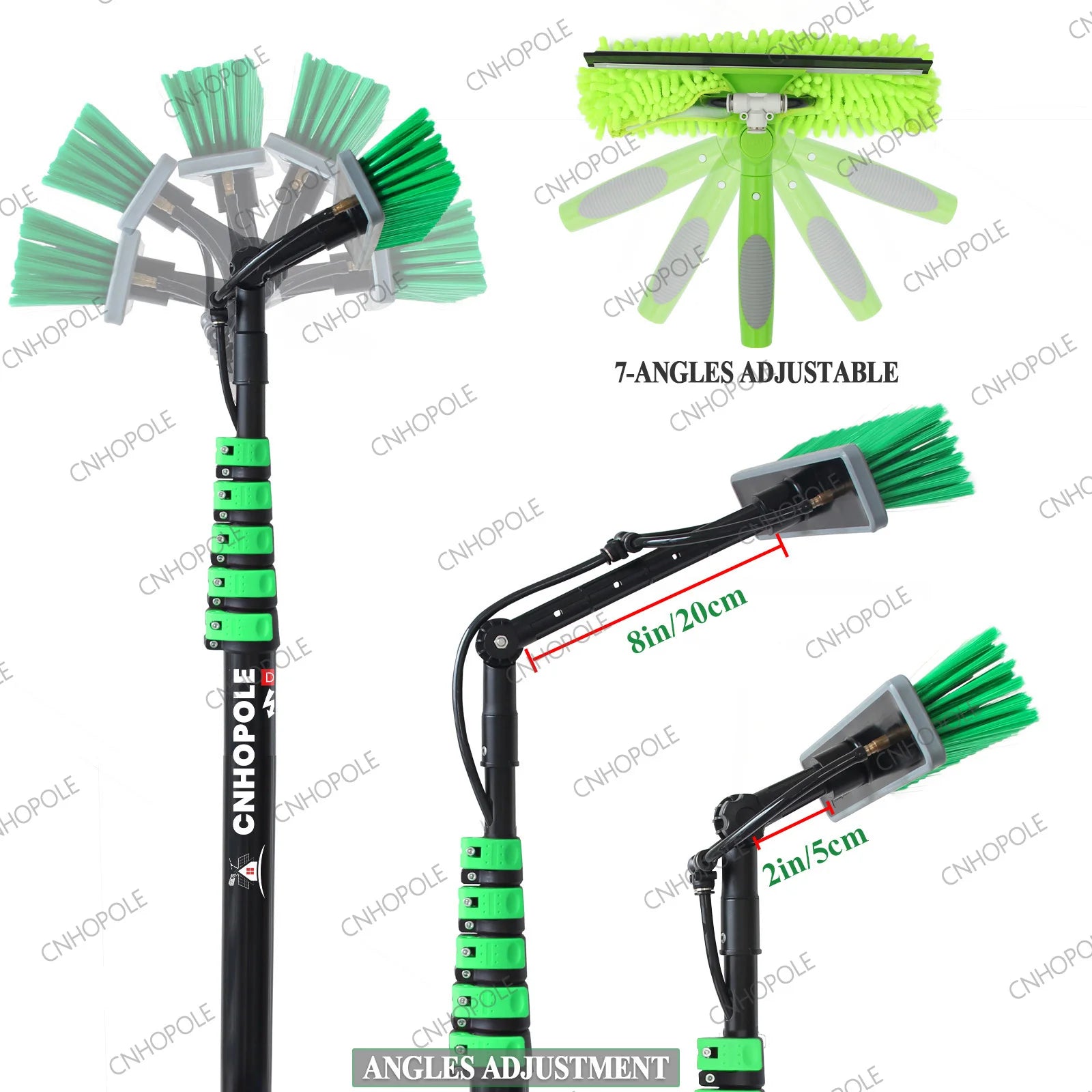 30/36/42FT Telescopic Extension Water Fed Pole Brush Kit for Window/Photovoltaic Solar Panel Cleaning Washing Tool