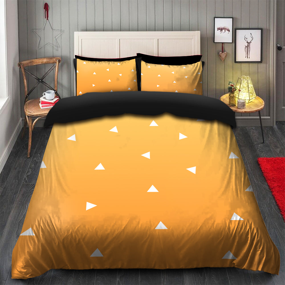 Demon Slayer Zenitsu Thunder Pillar Bedding Set with Duvet Cover and