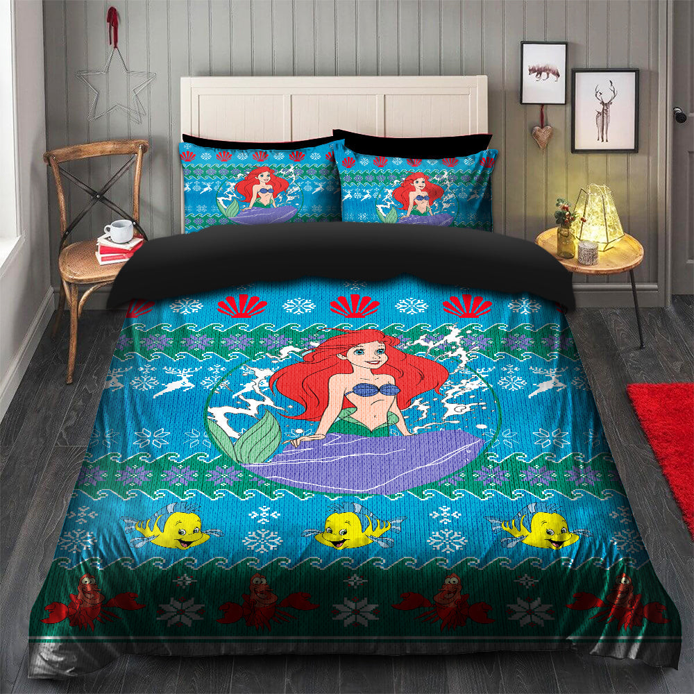 Ariel Little Mermaid Bedding Set with Duvet Cover & 2 Pillowcases