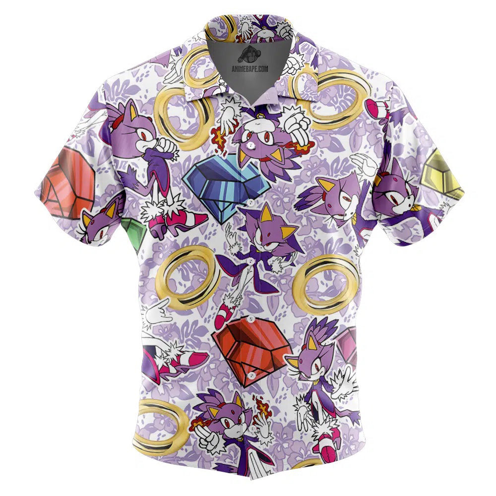 Blaze Sonic the Hedgehog Button Up Hawaiian Shirt