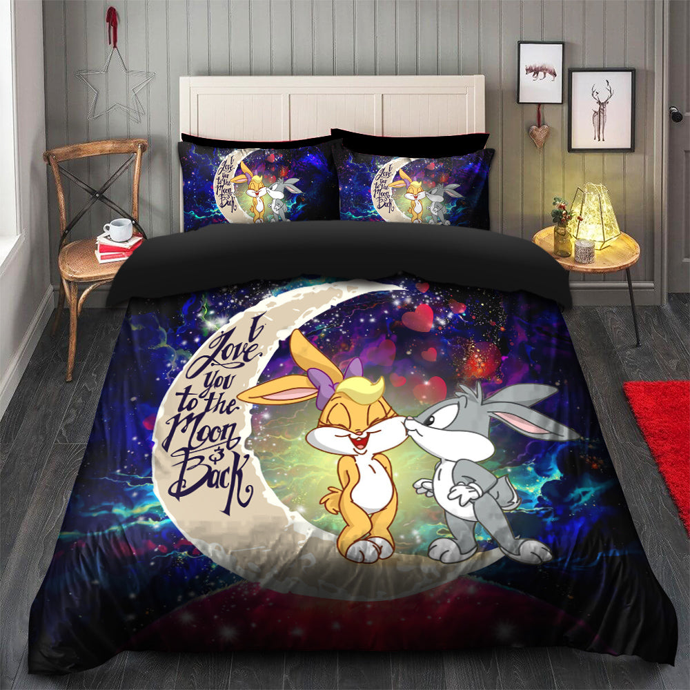 Galaxy Bunny Couple Bedding Set with Duvet Cover and 2 Pillowcases