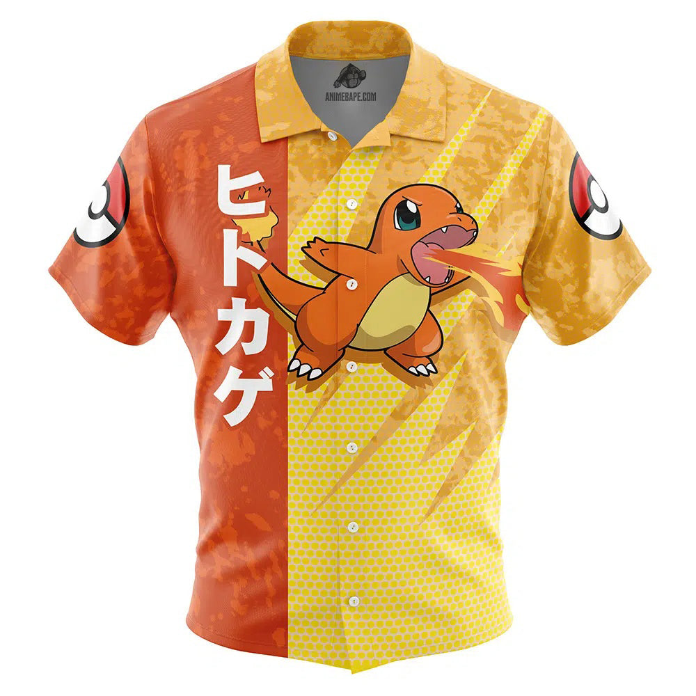 Charmander Attack Pokemon Button Up Hawaiian Shirt
