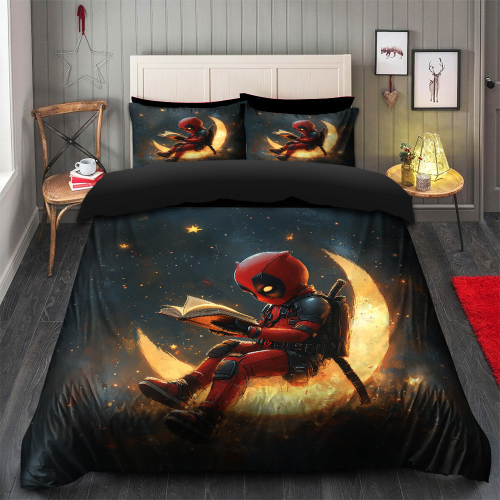 Deadpool Crescent Moon Bedding Set Duvet Cover with 2 Pillowcases