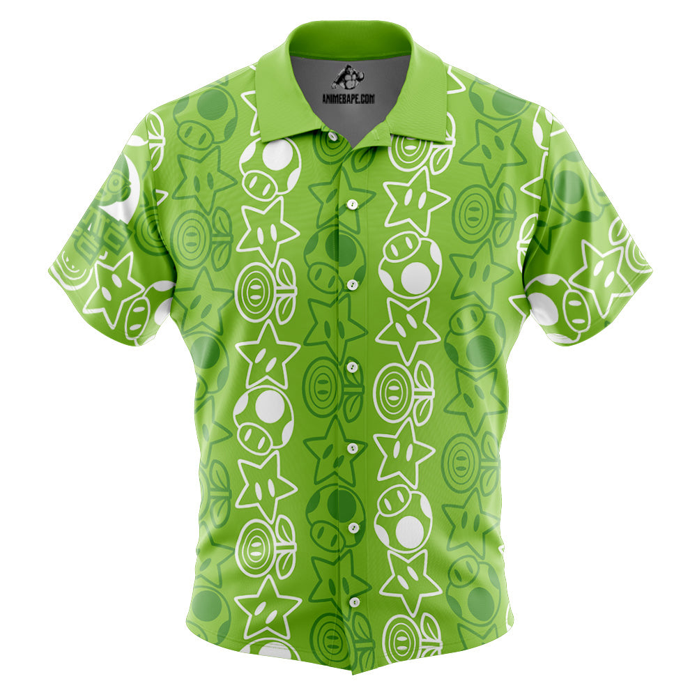 Holiday Getup Luigi Mario Bros Button Up Hawaiian Shirt