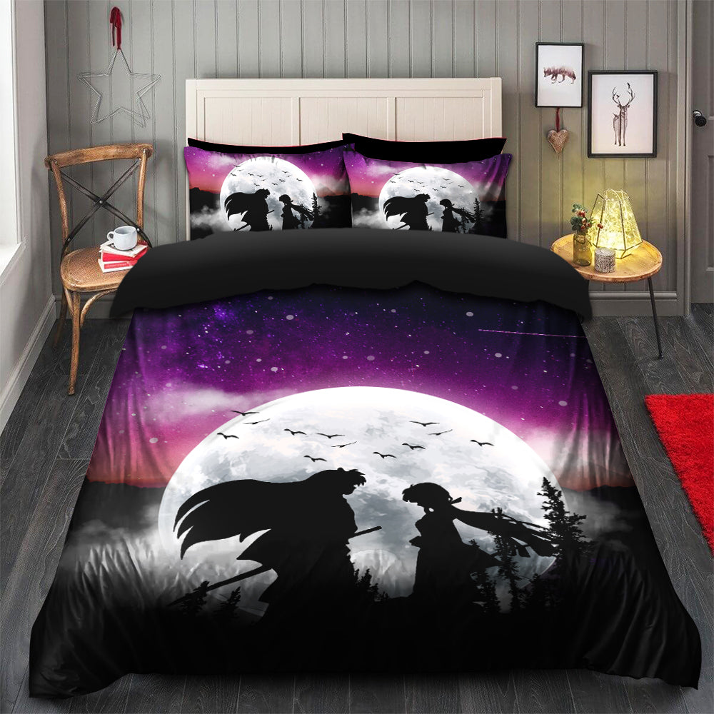 Inuyasha Anime Couple Moon Night Sky Galaxy Bedding Set Duvet Cover and 2 Pillowcases - Comforter Set