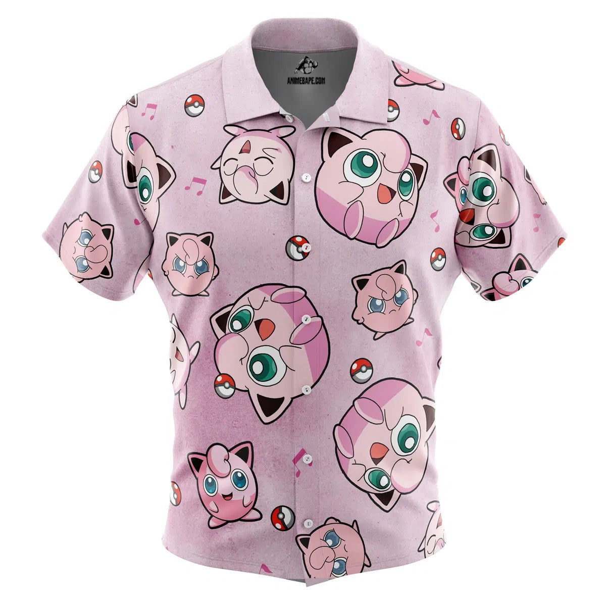 Pokemon Jigglypuff Pattern Button Up Hawaiian Shirt