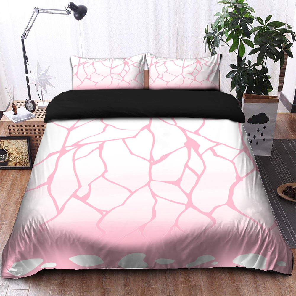 Kochou Shinobu Bedding Set Pink Butterfly Duvet Cover & 2 Pillowcases