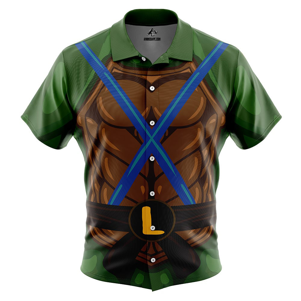 Leonardo Teenage Mutant Ninja Turtles Button Up Hawaiian Shirt