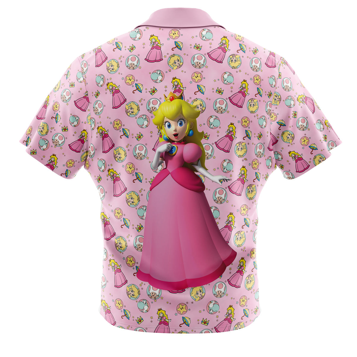 Peach Pattern Mario Bros Button Up Hawaiian Shirt