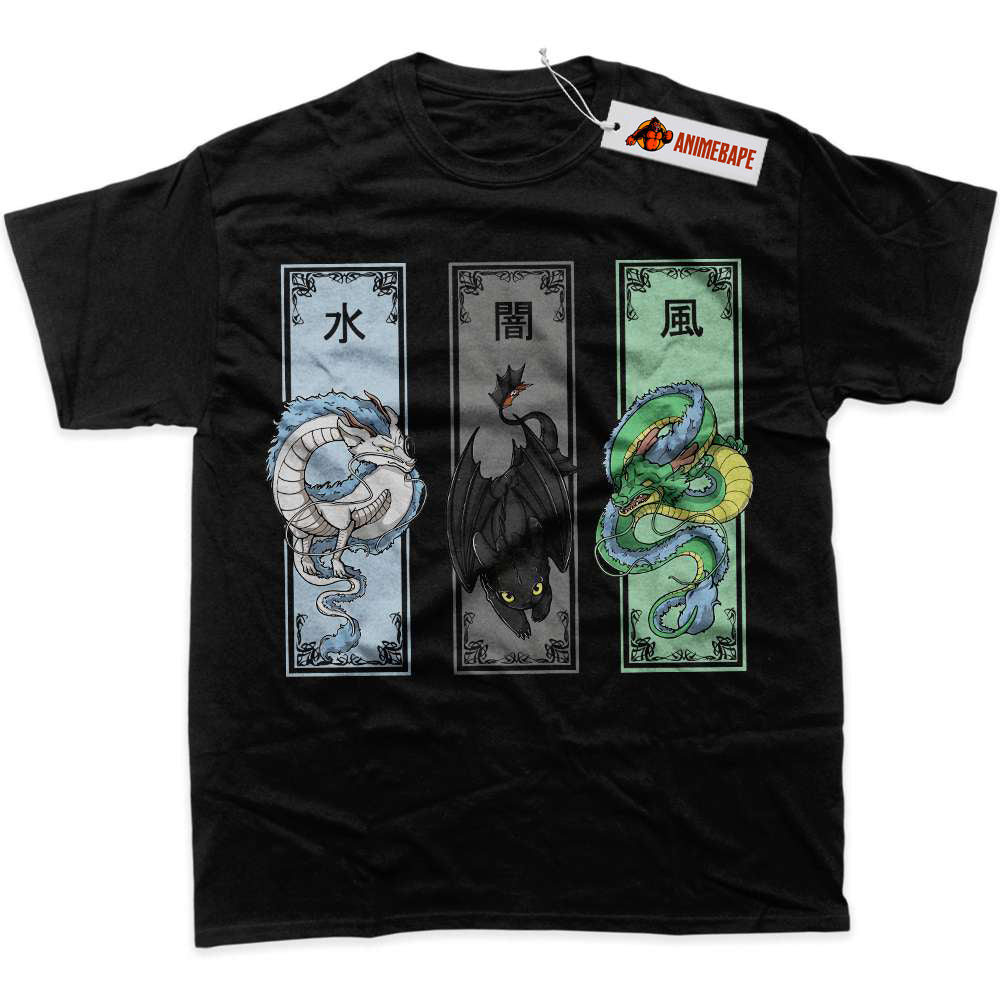 Anime Dragon Graphic T-Shirt - Shenron, Haku, Toothless Designs