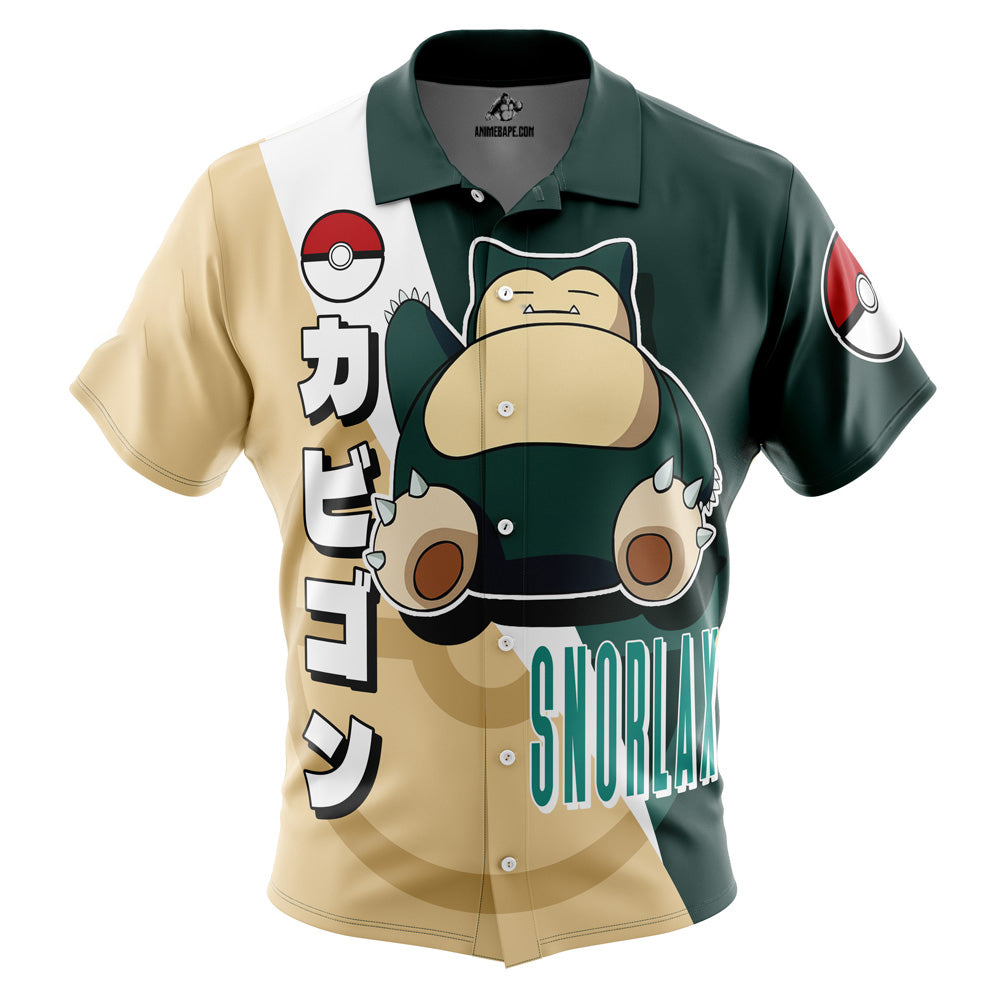Snorlax Pokemon Button Up Hawaiian Shirt