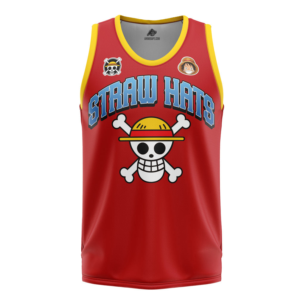 Strawhats Luffy One Piece Pirates Basketball Jersey