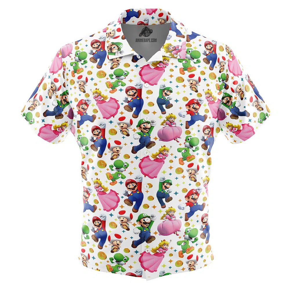 Super Mario Bros Button Up Hawaiian Shirt