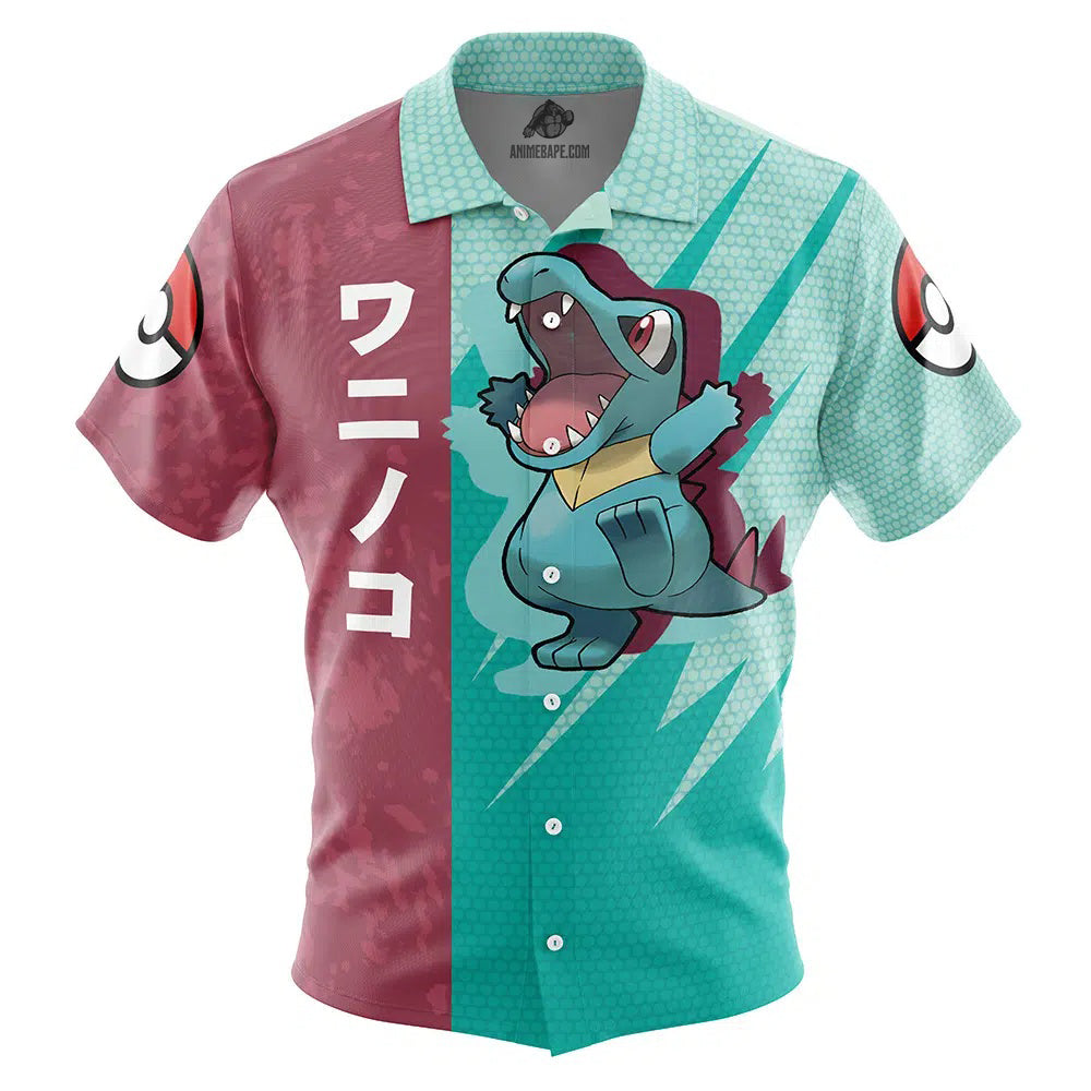 Totodile Attack Pokemon Button Up Hawaiian Shirt