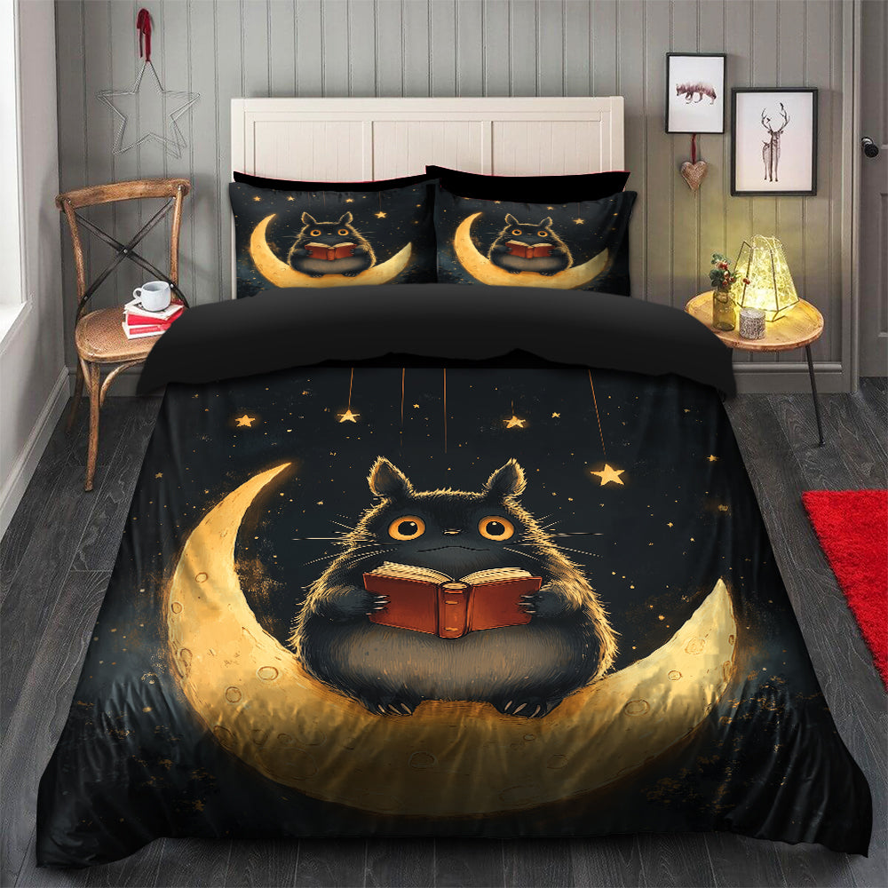Totoro Crescent Moon Bedding Set with Duvet Cover and 2 Pillowcases