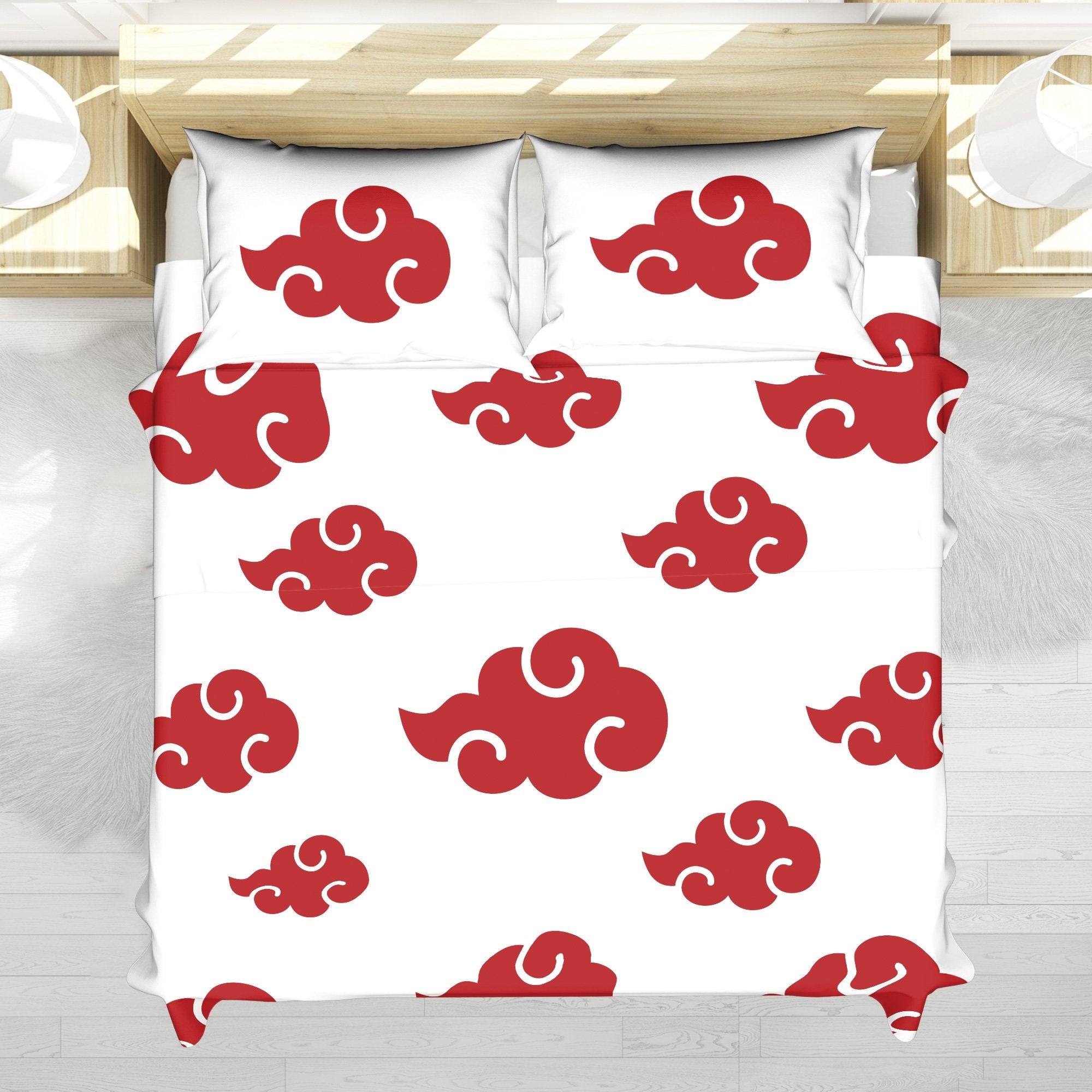 White Akatsuki Naruto  Bedding Set